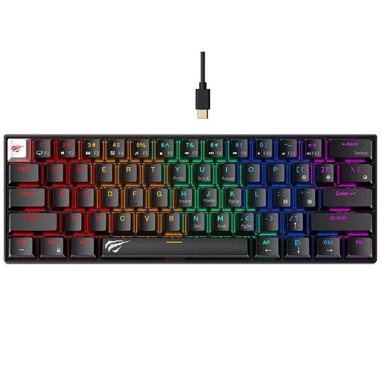 HAVIT Mechanical Keyboard KB903L Gaming Havit Gamenote KB903L 60% Mechanical Gaming Keyboard – 61 Keys, Red Switch, RGB Backlit, Anti-Ghosting, Wired - Image 1