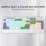 Redragon K525 SHIVA Lite Membrane Gaming Keyboard with Detachable Wrist Rest (White & Grey) - Image 4