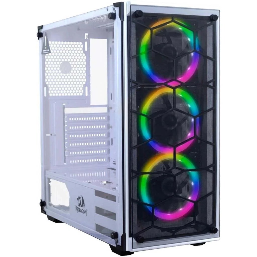 Redragon Wheel Jack Gc-606 White Game Case Redragon Wheel Jack Gc-606 White Game Case With 3 RGB Fan - Image 1