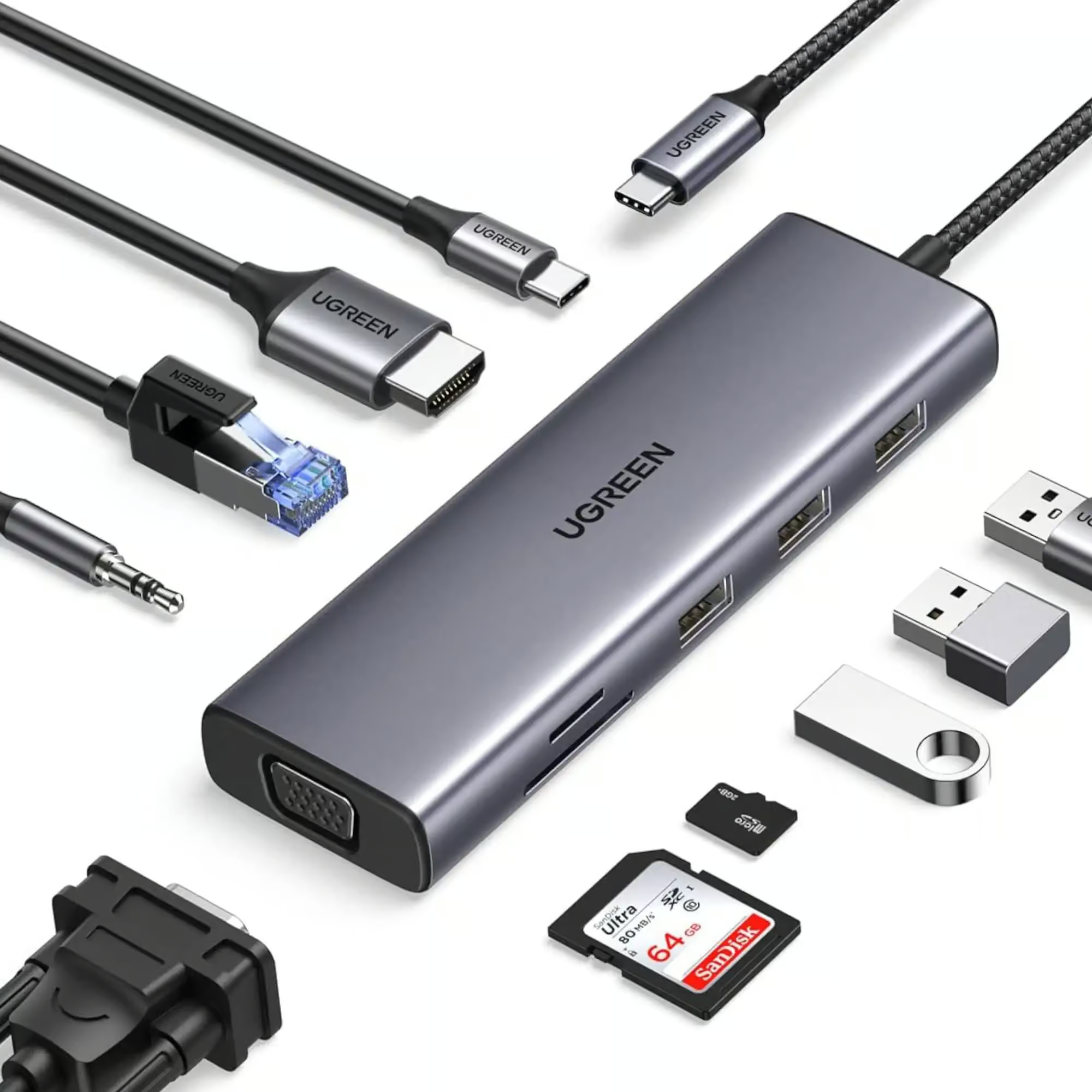 UGREEN-15601-USB-C-10-in-1-Hub-4K-HDMI UGREEN 15601 10-in-1 USB-C Docking Station - Image 1