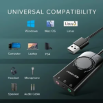 UGREEN 40964 USB External Stereo Sound Card Adapter – 15cm (Black) - Image 8