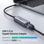 UGREEN 50922 USB to RJ45 Ethernet Adapter Aluminum Case (Space Gray) - Image 3