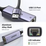 UGREEN 50922 USB to RJ45 Ethernet Adapter Aluminum Case (Space Gray) - Image 2