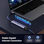 UGREEN 60554 USB3.0 to 3×USB3.0 +RJ45 (1000M) Ethernet Adapter Type-C Power Supply - Image 4