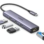 UGREEN 60600 USB-C to 3×USB3.0 Hub+RJ45 (1000M) Ethernet Adapter