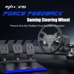 PXN V99 FFB Racing Wheel with Pedals & Shifter – 900° / 270°, Force Feedback - Image 16