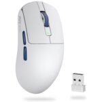 Royal Kludge M30 Tri-Mode Wireless Gaming Mouse – PixArt PAW3311, 12000 DPI, 1000Hz, ~43g Ultra-Lightweight, BT 5.1 / 2.4G / USB-C, Programmable (White Blue)