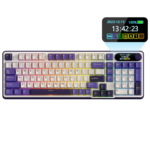 Royal Kludge S98 96% Tri-Mode Wireless Mechanical Keyboard – BT/2.4G/USB-C, Smart Display & Knob, Hot-Swappable Chartreuse Switch, RGB (Blackberry Mousse)