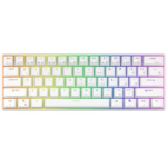 Royal Kludge RK61 60% Tri-Mode Wireless Mechanical Gaming Keyboard – Red Linear Switch, Hot-Swappable, Bluetooth / 2.4G / USB-C, Per-Key RGB (White)