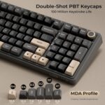 Royal Kludge R98 Pro 96% Wired Mechanical Gaming Keyboard – RGB, Hot-Swappable Cream Linear Switch, Gasket Mount, MDA PBT Keycaps, Numpad & Knob (Phantom) - Image 5