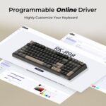 Royal Kludge R98 Pro 96% Wired Mechanical Gaming Keyboard – RGB, Hot-Swappable Cream Linear Switch, Gasket Mount, MDA PBT Keycaps, Numpad & Knob (Phantom) - Image 9