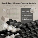 Royal Kludge R98 Pro 96% Wired Mechanical Gaming Keyboard – RGB, Hot-Swappable Cream Linear Switch, Gasket Mount, MDA PBT Keycaps, Numpad & Knob (Phantom) - Image 7
