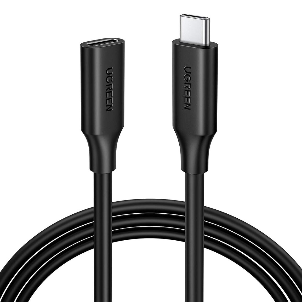 UGREEN - 10387 USB C MALE TO FEMALE UGREEN 10387 USB-C Gen2 5A Extension Cable – Male-to-Female, 1m (Black) - Image 1