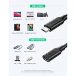 UGREEN 10387 USB-C Gen2 5A Extension Cable – Male-to-Female, 1m (Black) - Image 13