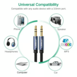 UGREEN 10686 3.5mm Audio Cable, Gold-Plated, Braided – Male-to-Male, 1.5m (Blue) - Image 11