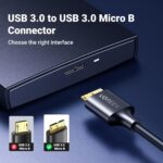 UGREEN 10840 USB 3.0-A to Micro USB 3.0 Cable – Male-to-Male, 0.5m (Black) - Image 2