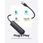 UGREEN 10915 USB 3.0 4-Port Hub – 0.25m Cable (Black) - Image 6