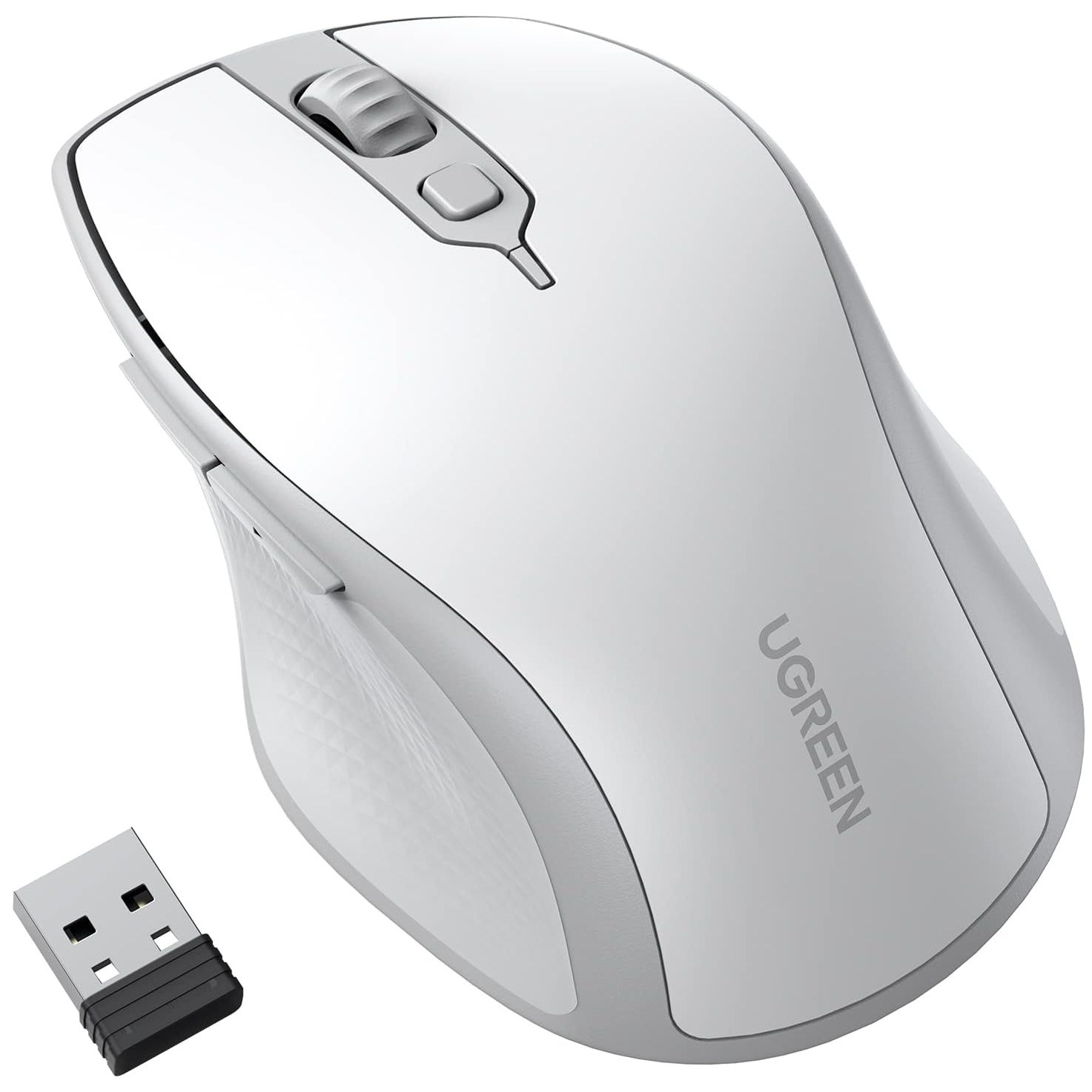 UGREEN 15805 Wireless Bluetooth 5.0 Mouse (White) UGREEN 15805 Ergonomic Wireless Mouse – Bluetooth 5.0 (White, AA Battery Not Included) - Image 1