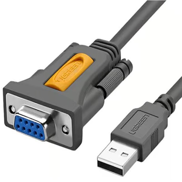 UGREEN- 20201-RS232-Female-Round-Cable UGREEN 20201 USB 2.0-A to DB9 RS-232 Serial Adapter Cable – Male-to-Female, 1.5m - Image 1