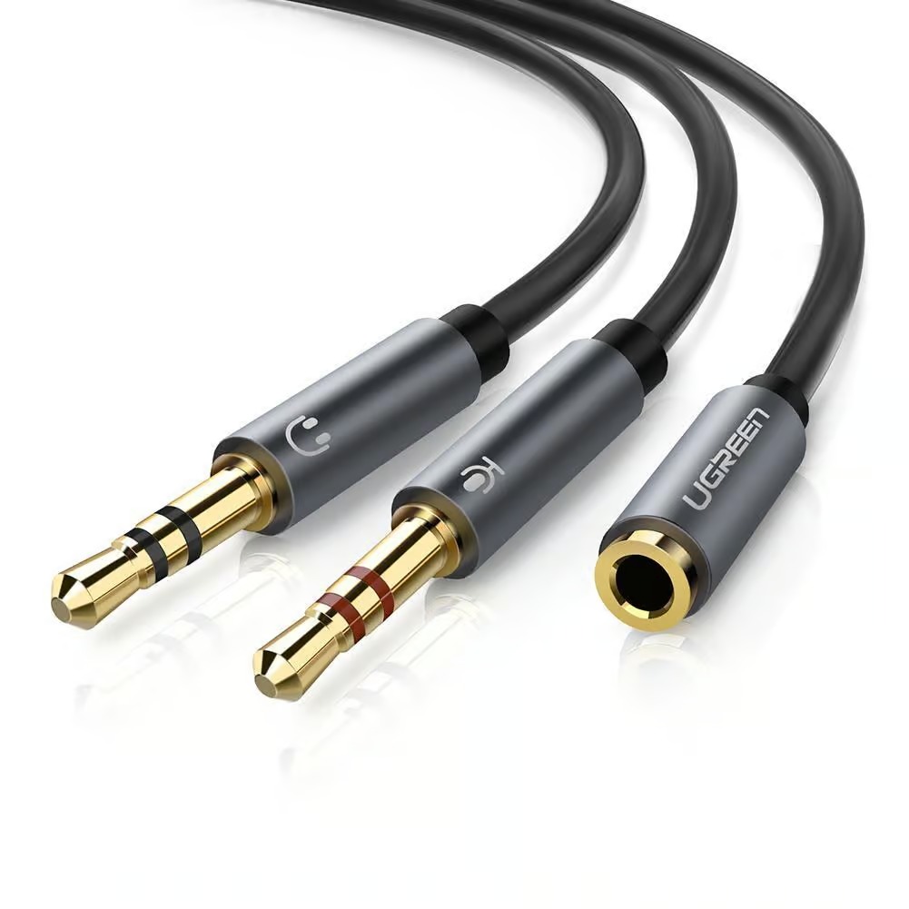 UGREEN 20899 3.5MM FM TO 2 MALE AUDIO CABLE UGREEN 20899 3.5mm Audio Splitter Cable, Aluminum Case – Female-to-2-Male (Black) - Image 1