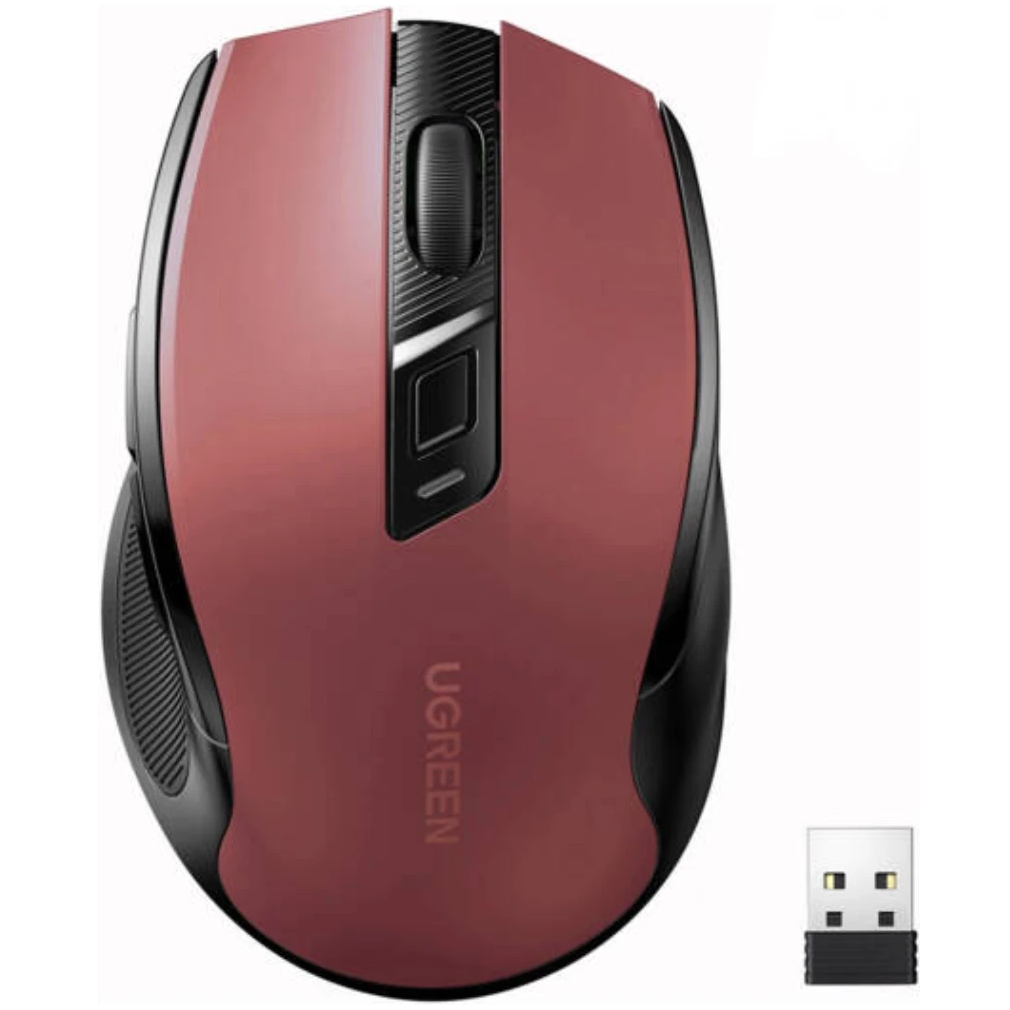 UGREEN 25752-Ergonomic Contoured-Shape Design Wireless Mouse UGREEN 25752 Ergonomic Wireless Mouse – 2.4GHz & Bluetooth (Red, AA Battery Not Included) - Image 1