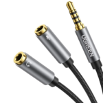 UGREEN 30619 3.5mm Audio Splitter Cable, Aluminum Case – Male-to-2-Female (Black)