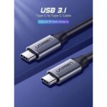 UGREEN 50751 USB-C 3.1 Gen1 5A Data Cable – Male-to-Male, 1.5m (Gray) - Image 2