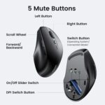 UGREEN 90395 Ergonomic Wireless Mouse – Bluetooth 5.0 (Black, AA Battery Not Included) - Image 6