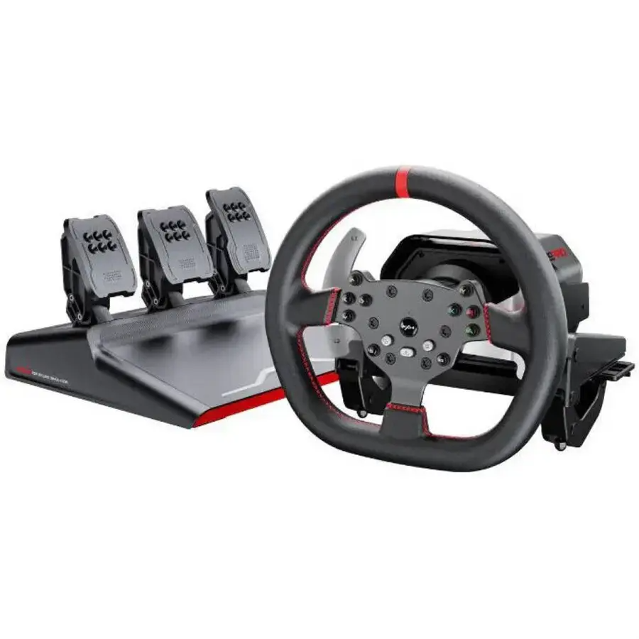 pxn-v10-pro steering wheel PXN V10 Pro Direct Drive Racing Wheel with 3 Pedals – No Shifter - Image 1